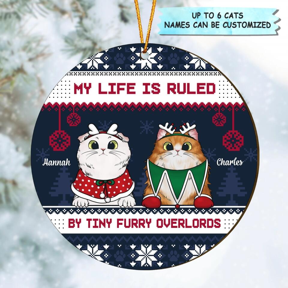 Personalized Wood Ornament - Gift For Cat Lover - My Life Is Ruled