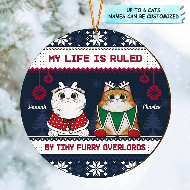 Personalized Wood Ornament - Gift For Cat Lover - My Life Is Ruled