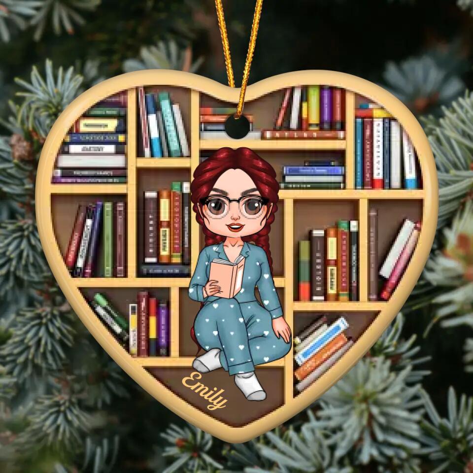 Personalized Ceramic Ornament - Gift For Reading Lovers - Just A Girl Who Loves Books