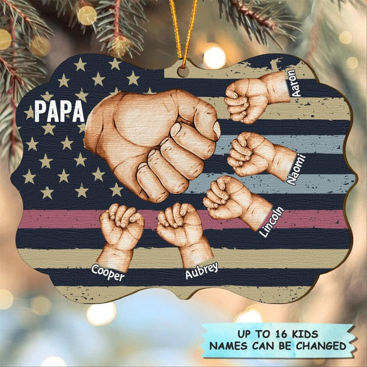 Personalized Wood Ornament - Gift For Grandpa - Grandpa Hand