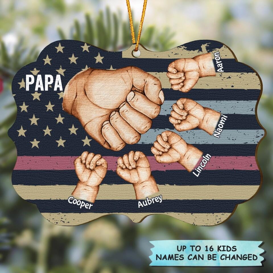 Personalized Wood Ornament - Gift For Grandpa - Grandpa Hand