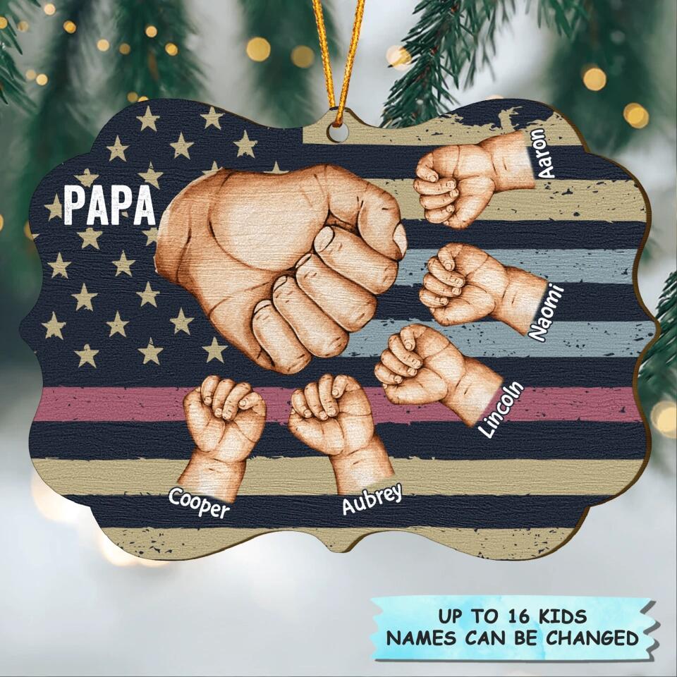 Personalized Wood Ornament - Gift For Grandpa - Grandpa Hand