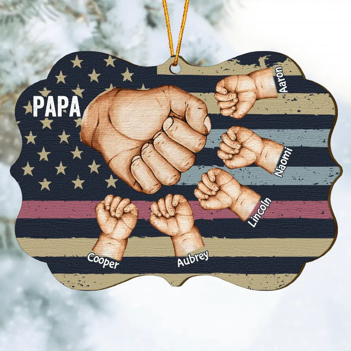 Personalized Wood Ornament - Gift For Grandpa - Grandpa Hand