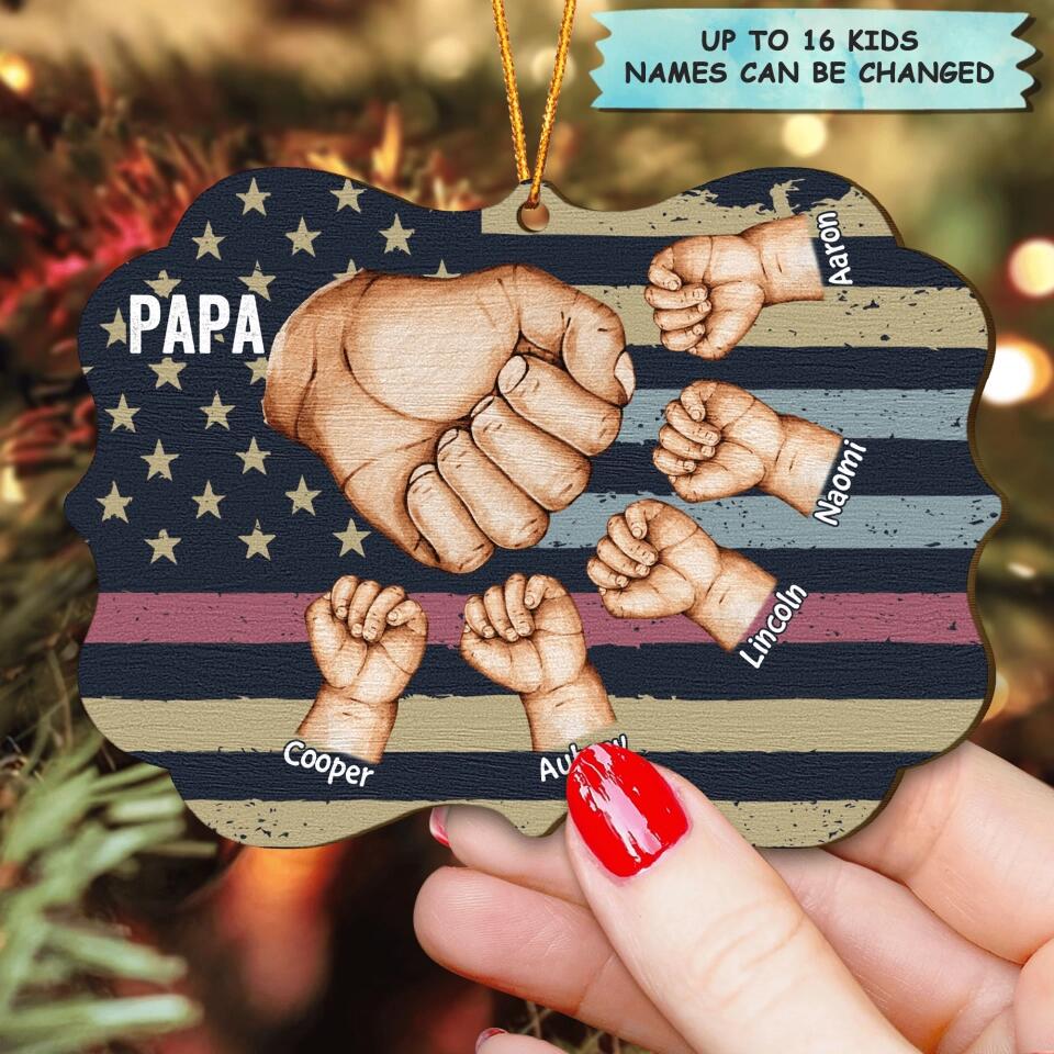 Personalized Wood Ornament - Gift For Grandpa - Grandpa Hand