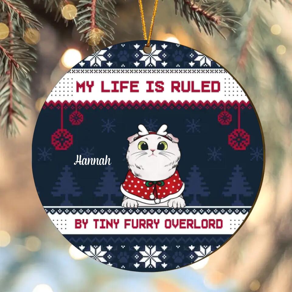 Personalized Wood Ornament - Gift For Cat Lover - My Life Is Ruled
