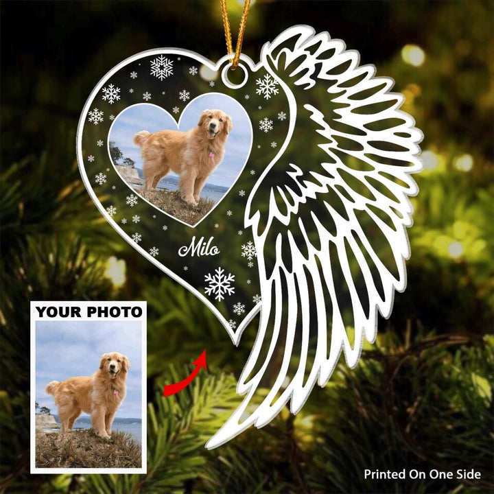 Your Wings Were Ready But Our Hearts Were Not 
 - Personalized Photo Mica Ornament - Christmas Gift For Dog Lover