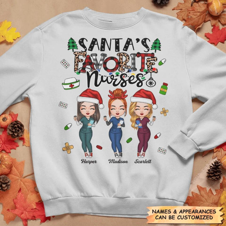 Personalized T-shirt - Gift For Colleague - Santa's Favourite Nurses ARND0014