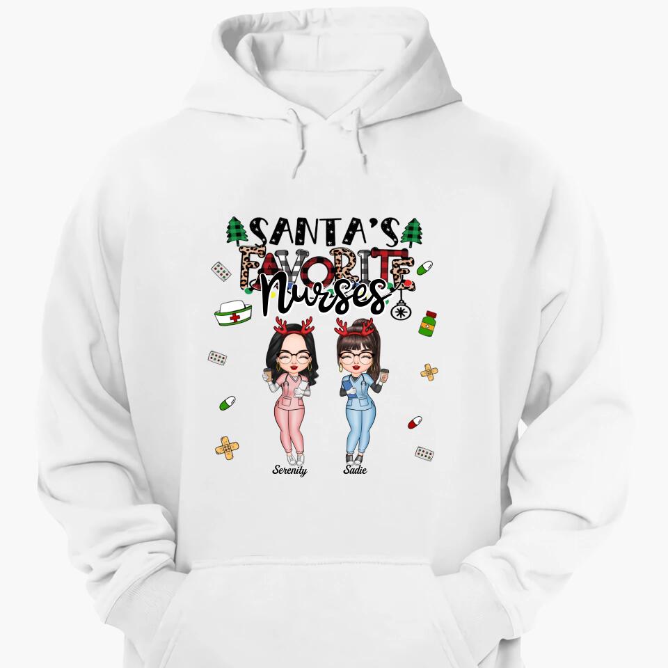 Personalized T-shirt - Gift For Colleague - Santa's Favourite Nurses ARND0014