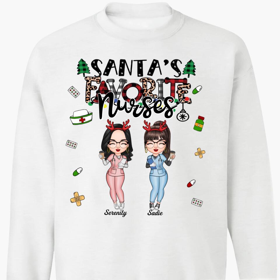 Personalized T-shirt - Gift For Colleague - Santa's Favourite Nurses ARND0014