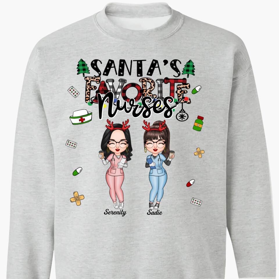 Personalized T-shirt - Gift For Colleague - Santa's Favourite Nurses ARND0014
