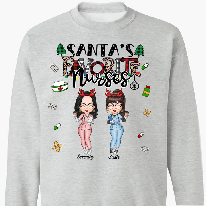Personalized T-shirt - Gift For Colleague - Santa's Favourite Nurses ARND0014