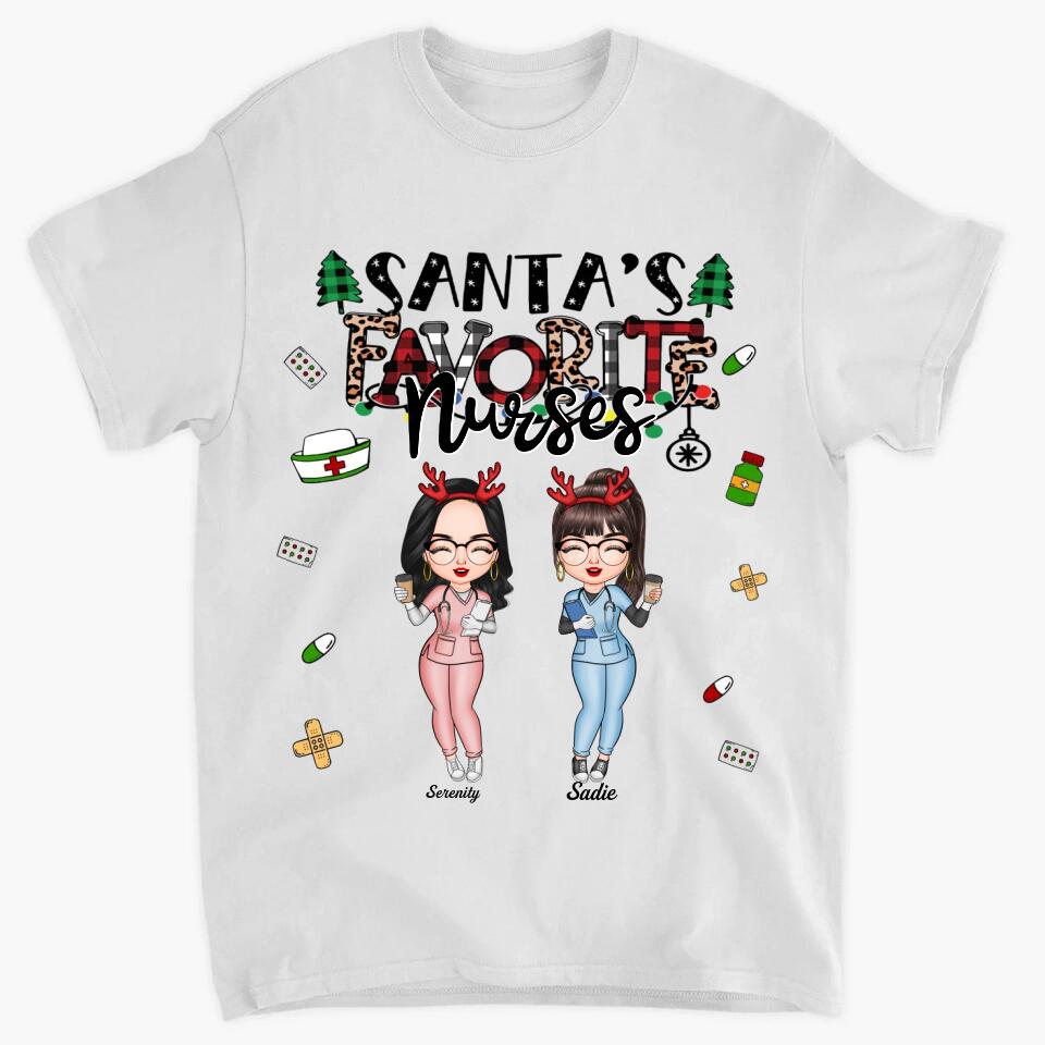 Personalized T-shirt - Gift For Colleague - Santa's Favourite Nurses ARND0014