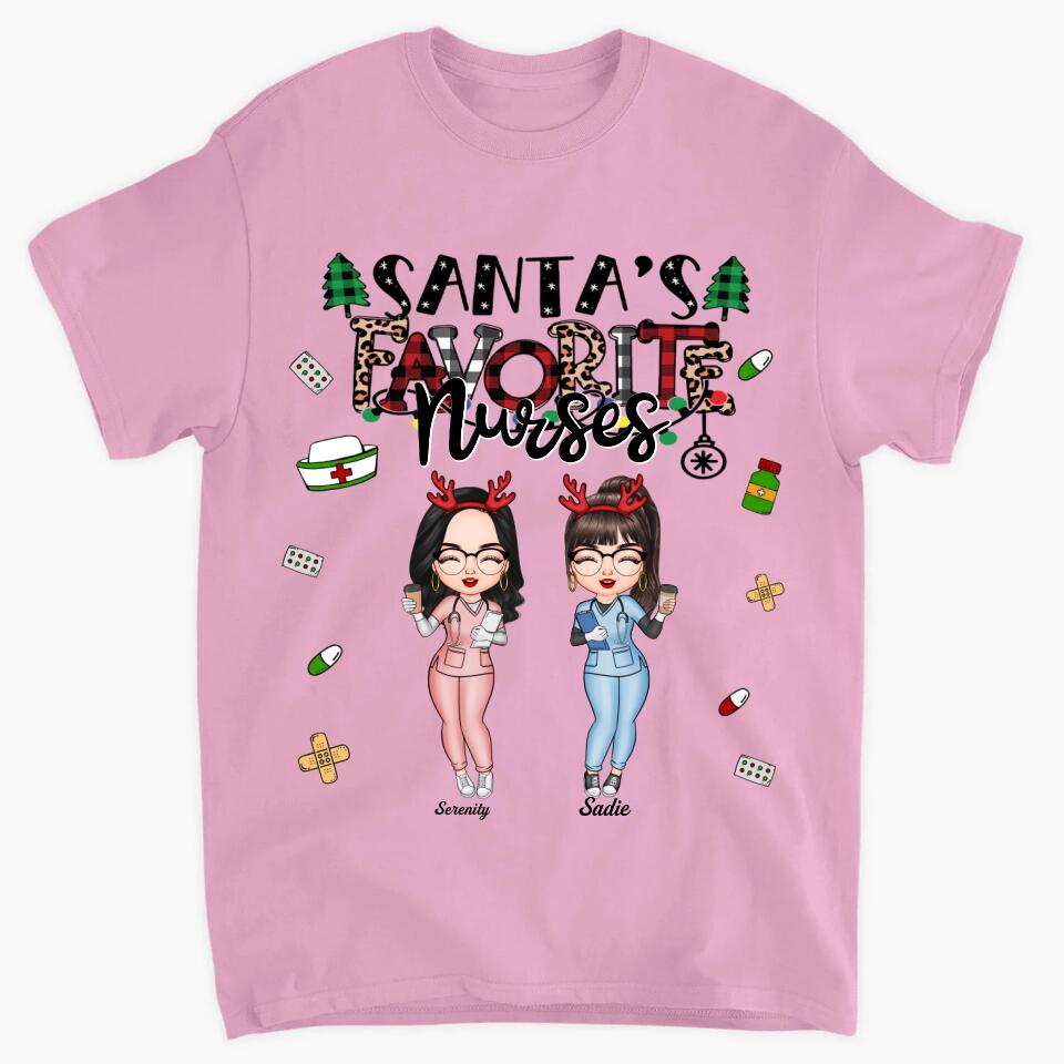 Personalized T-shirt - Gift For Colleague - Santa's Favourite Nurses ARND0014