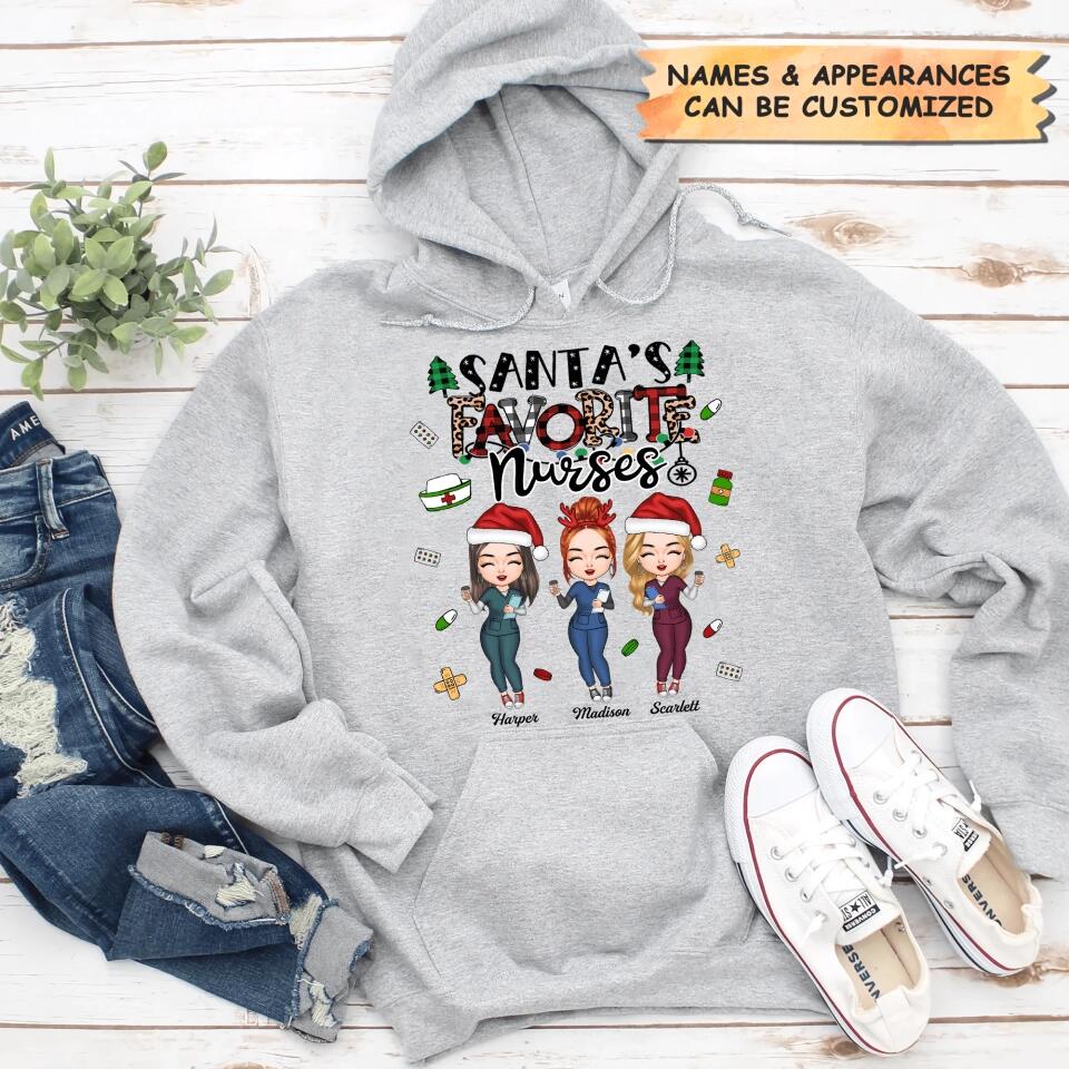 Personalized T-shirt - Gift For Colleague - Santa's Favourite Nurses ARND0014