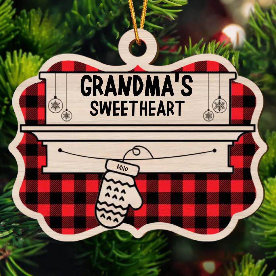 Grandma's Sweetheart - Personalized Layer Wood Ornament - Gift For Family Member