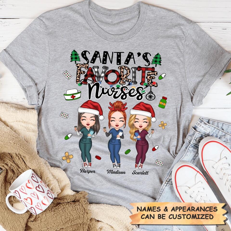 Personalized T-shirt - Gift For Colleague - Santa's Favourite Nurses ARND0014