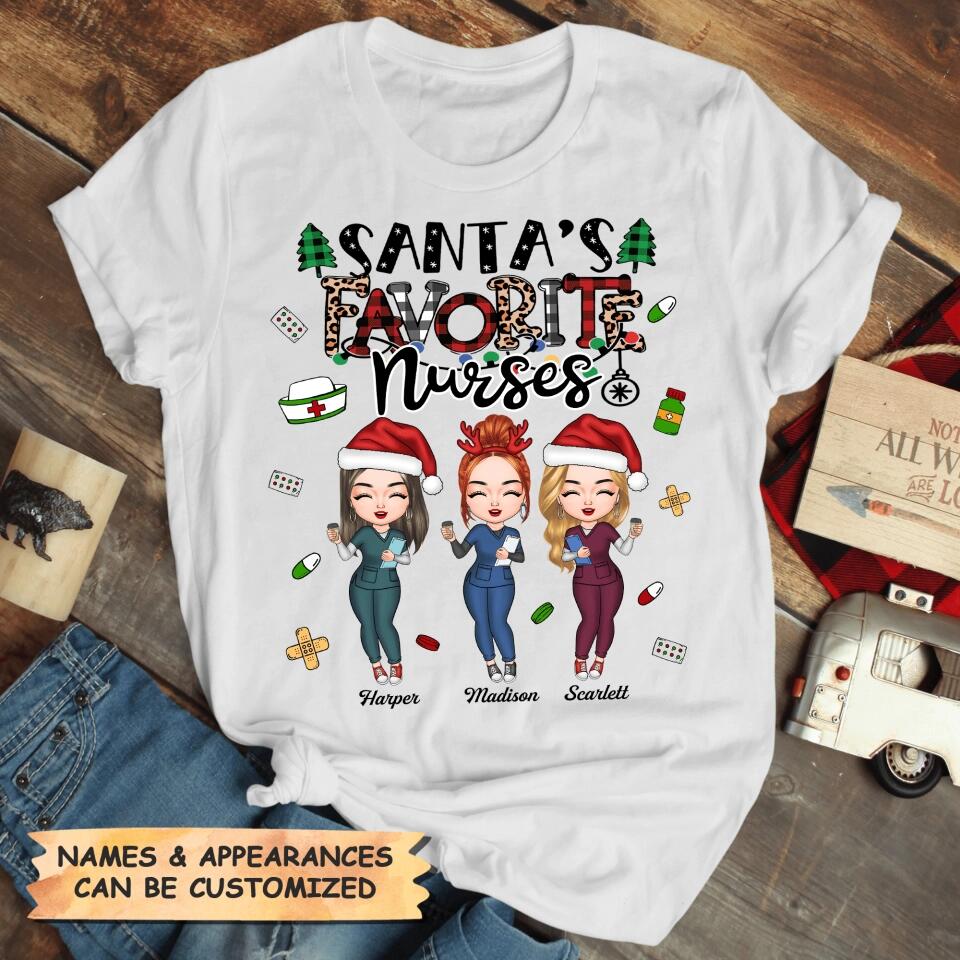 Personalized T-shirt - Gift For Colleague - Santa's Favourite Nurses ARND0014
