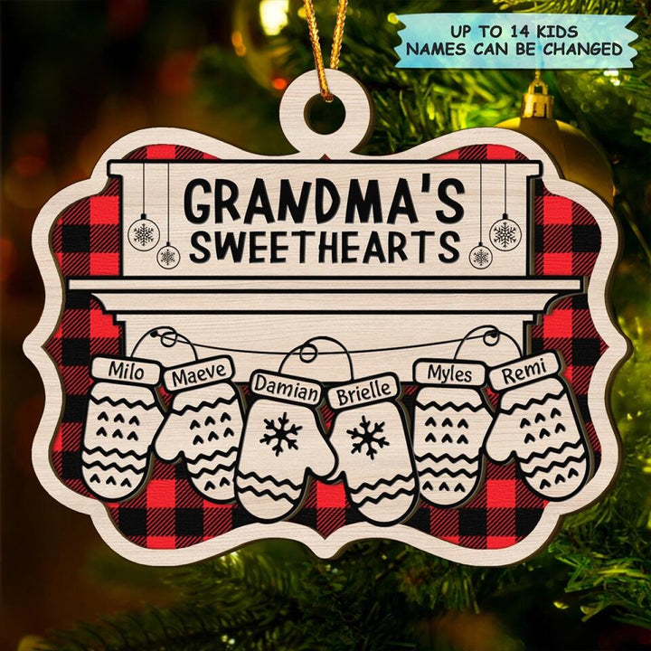 Grandma's Sweetheart - Personalized Layer Wood Ornament - Gift For Family Member