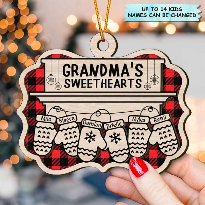 Grandma's Sweetheart - Personalized Layer Wood Ornament - Gift For Family Member