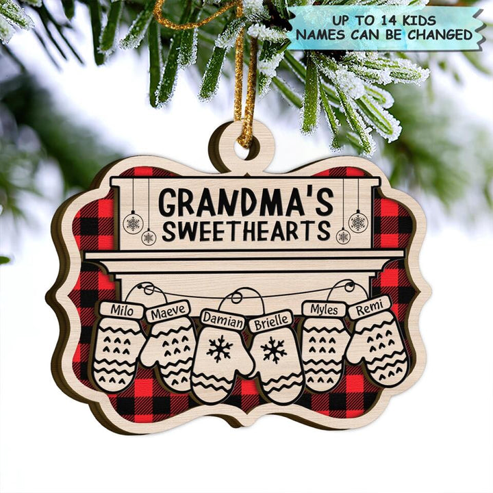 Grandma's Sweetheart - Personalized Layer Wood Ornament - Gift For Family Member