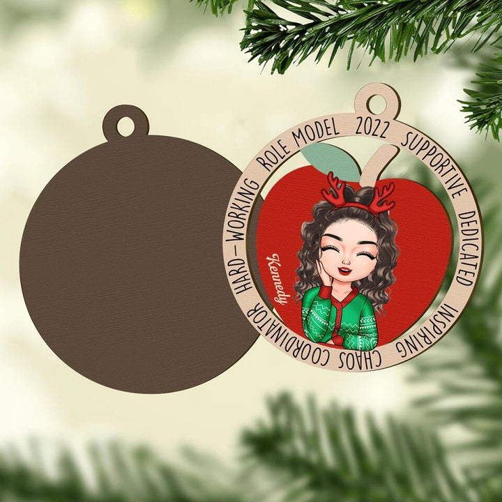 Personalized Layer Wood Ornament - Gift For Teacher - Caring Encouraging Inspiring ARND0014