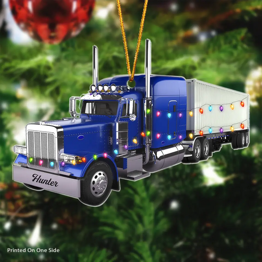 Personalized Mica Ornament - Gift For Trucker - Trucker Christmas ARND037