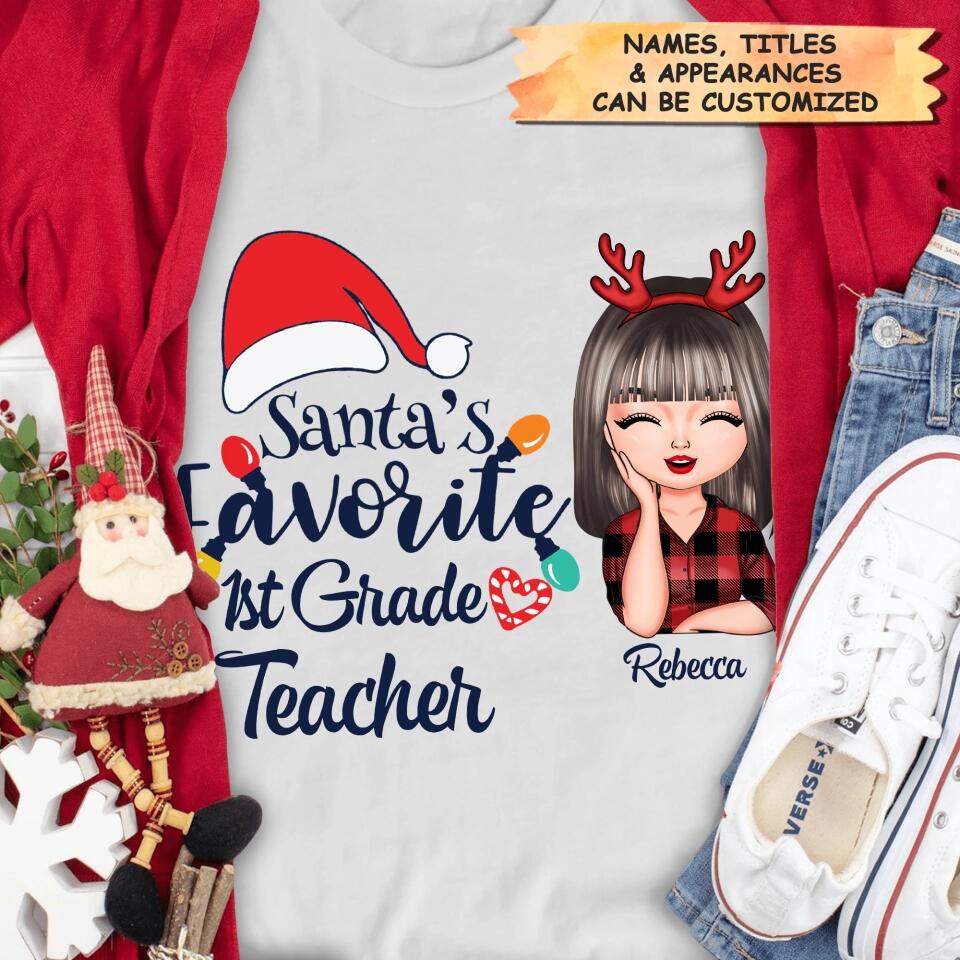 Personalized T-shirt - Gift For Teacher - Santa's Favorite Teacher ARND018