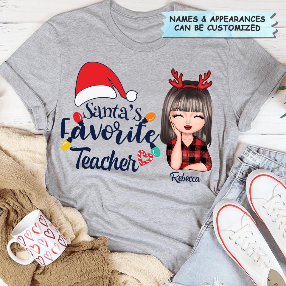 Personalized T-shirt - Gift For Teacher - Santa's Favorite Teacher ARND018
