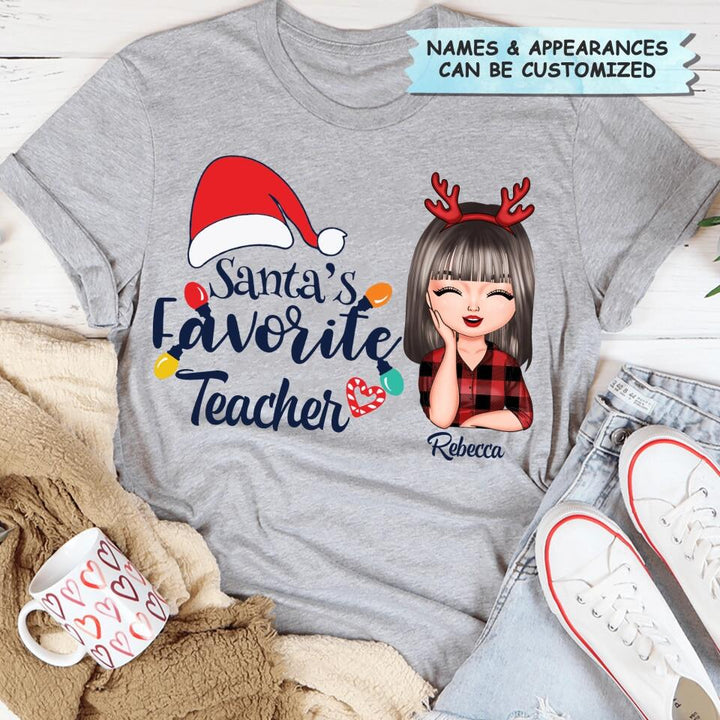 Personalized T-shirt - Gift For Teacher - Santa's Favorite Teacher ARND018