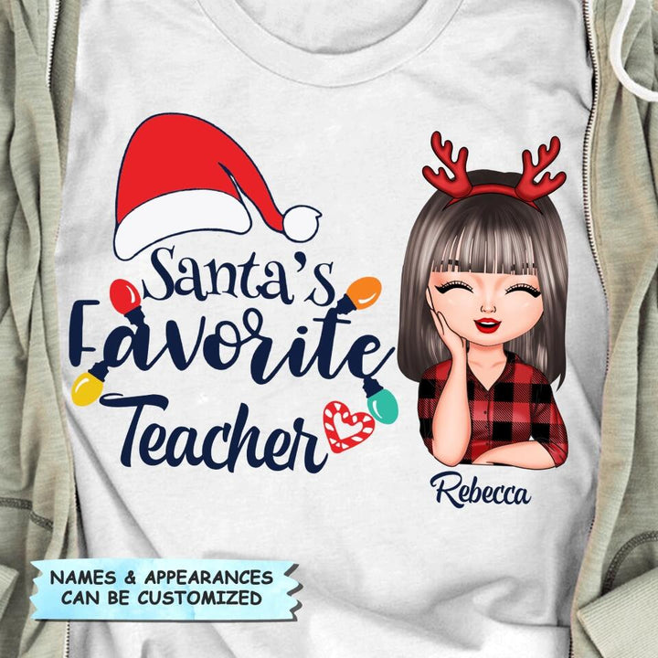 Personalized T-shirt - Gift For Teacher - Santa's Favorite Teacher ARND018
