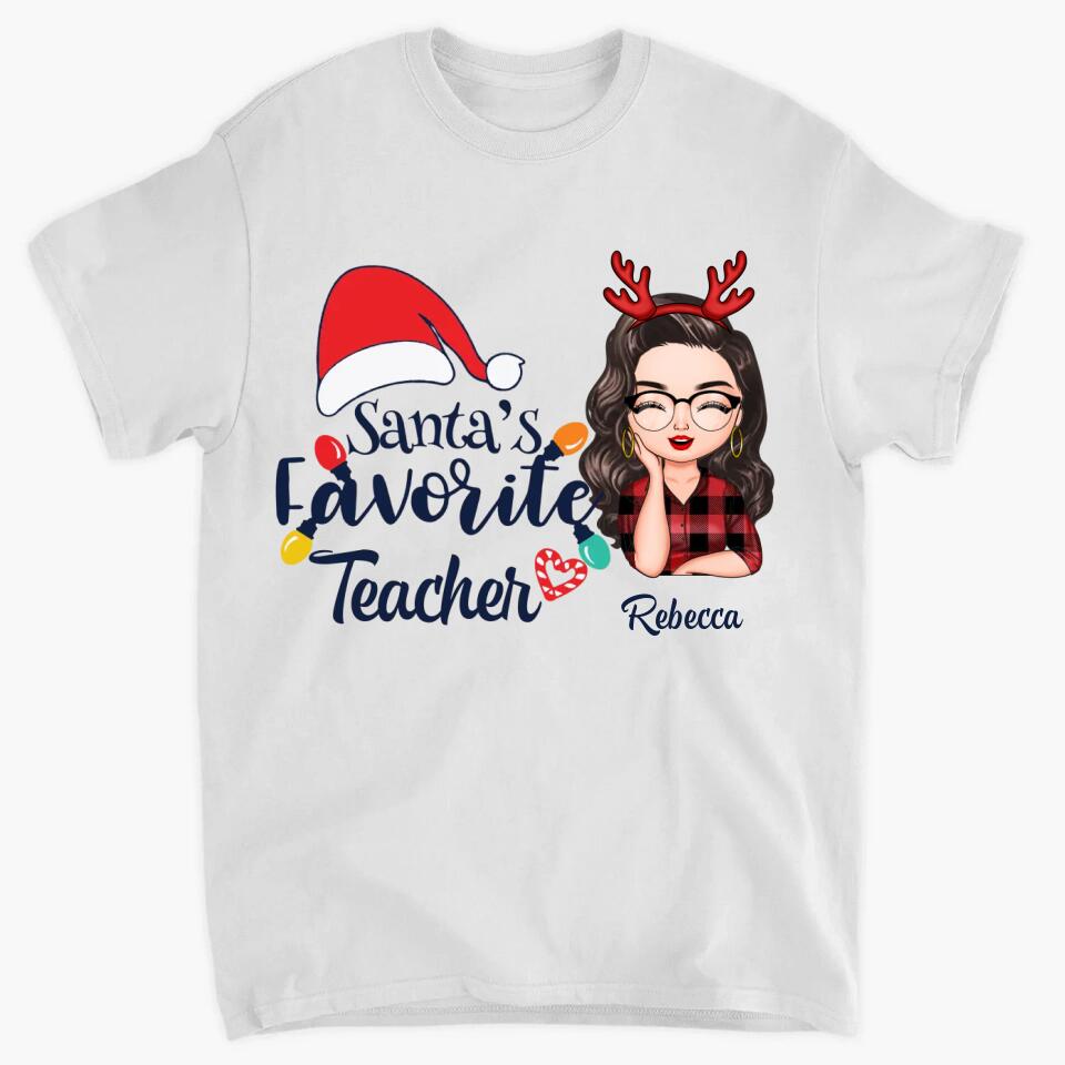 Personalized T-shirt - Gift For Teacher - Santa's Favorite Teacher ARND018