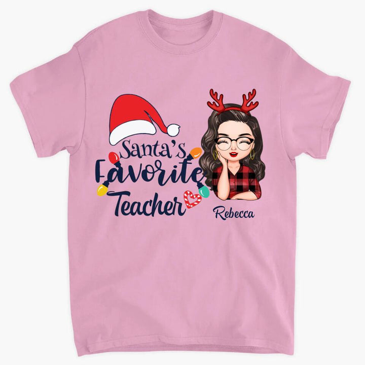 Personalized T-shirt - Gift For Teacher - Santa's Favorite Teacher ARND018