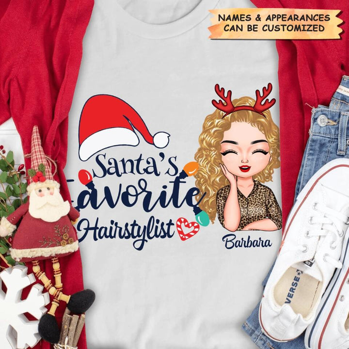 Personalized T-shirt - Gift For Hairstylist - Santa's Favorite Hairstylist ARND018