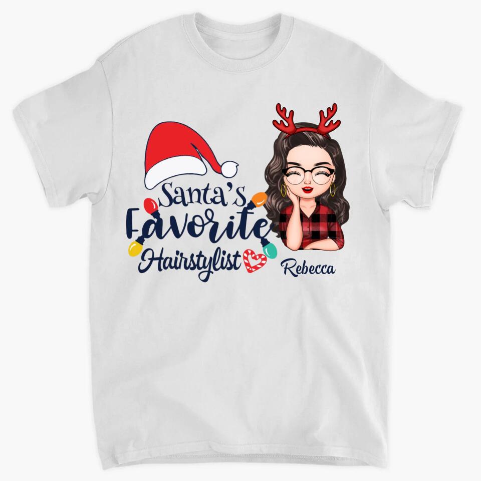 Personalized T-shirt - Gift For Hairstylist - Santa's Favorite Hairstylist ARND018