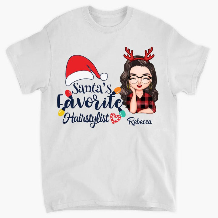 Personalized T-shirt - Gift For Hairstylist - Santa's Favorite Hairstylist ARND018