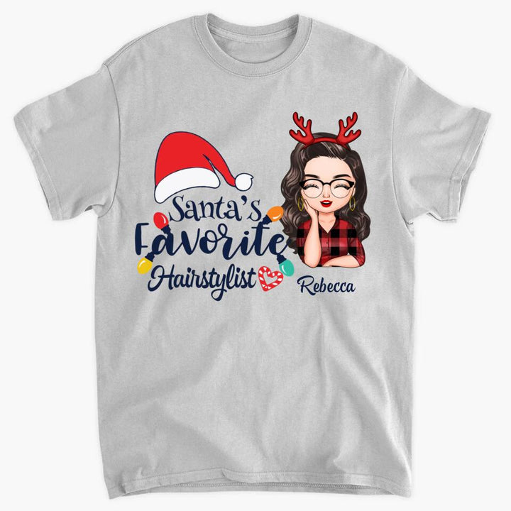 Personalized T-shirt - Gift For Hairstylist - Santa's Favorite Hairstylist ARND018