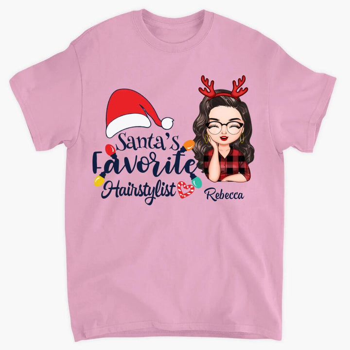 Personalized T-shirt - Gift For Hairstylist - Santa's Favorite Hairstylist ARND018