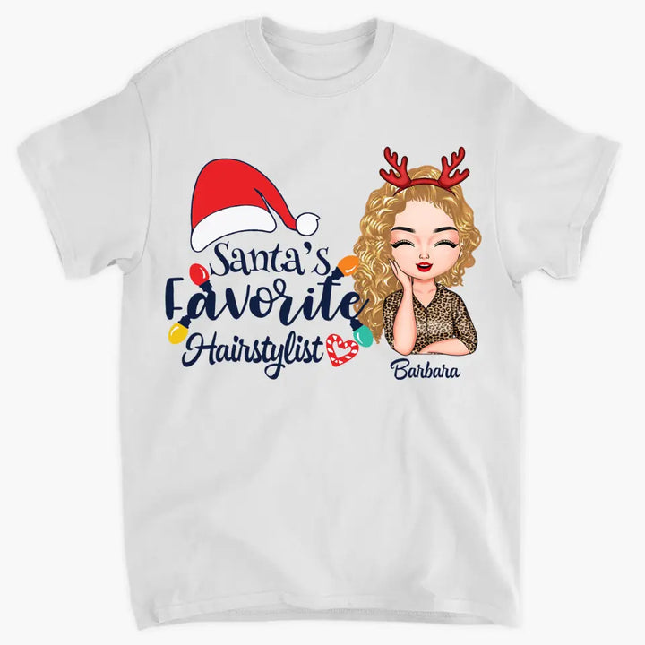 Personalized T-shirt - Gift For Hairstylist - Santa's Favorite Hairstylist ARND018