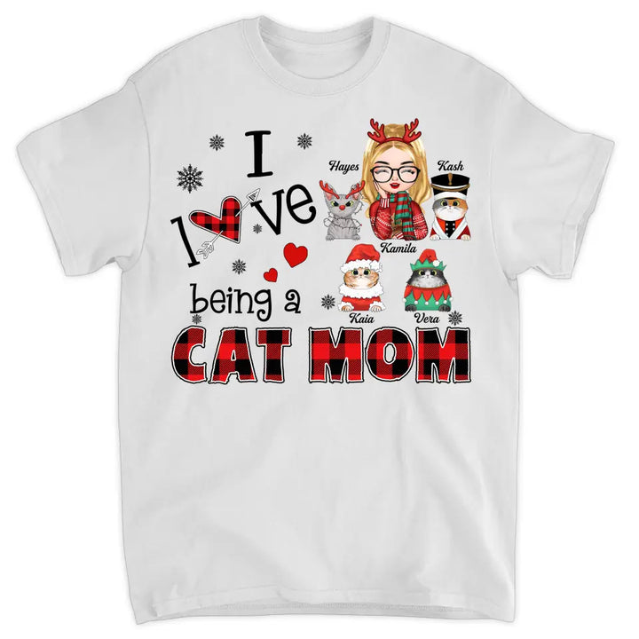 Personalized T-shirt - Gift For Cat Lover - I Love Being A Cat Mom ARND005