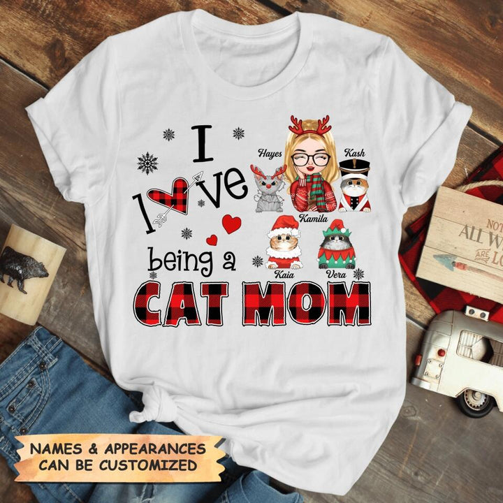 Personalized T-shirt - Gift For Cat Lover - I Love Being A Cat Mom ARND005