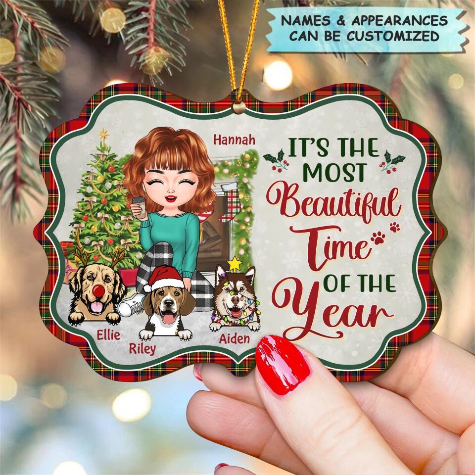 Personalized Wood Ornament - Gift For Dog Lover - Just A Girl Who Loves Dogs And Christmas ARND0014