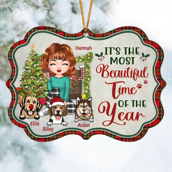 Personalized Wood Ornament - Gift For Dog Lover - Just A Girl Who Loves Dogs And Christmas ARND0014