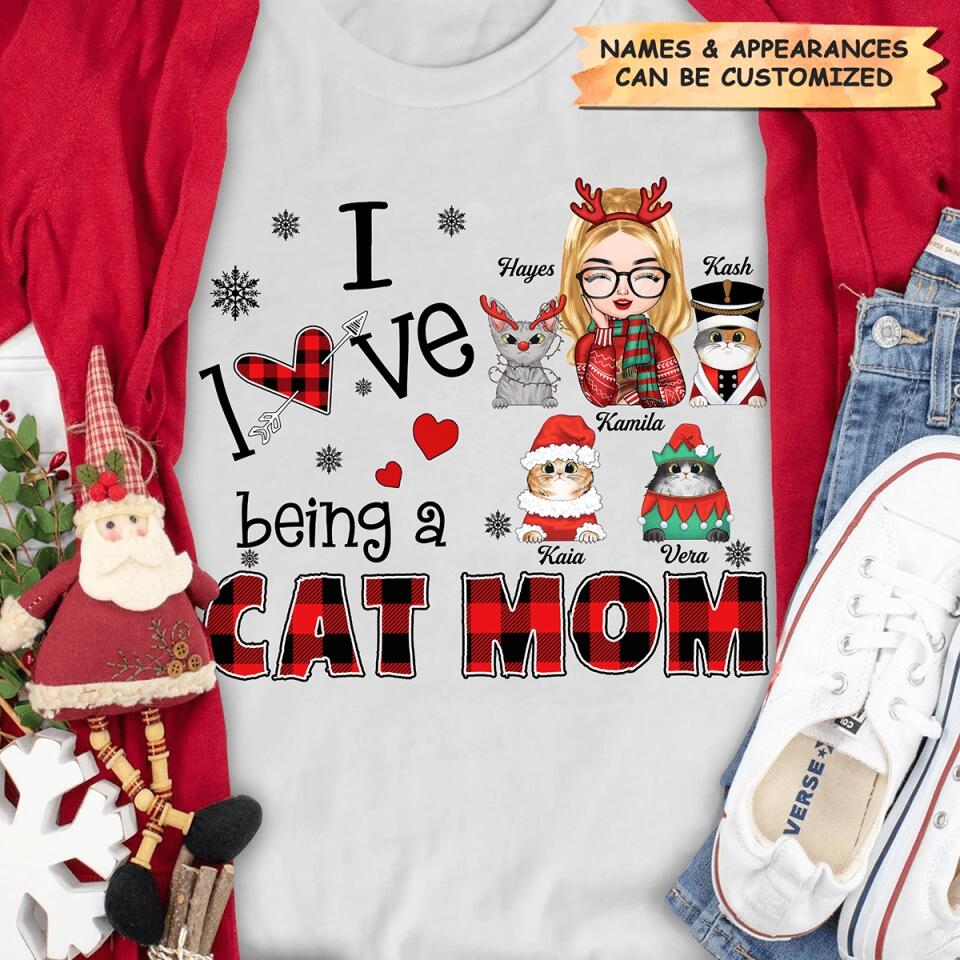 Personalized T-shirt - Gift For Cat Lover - I Love Being A Cat Mom ARND005