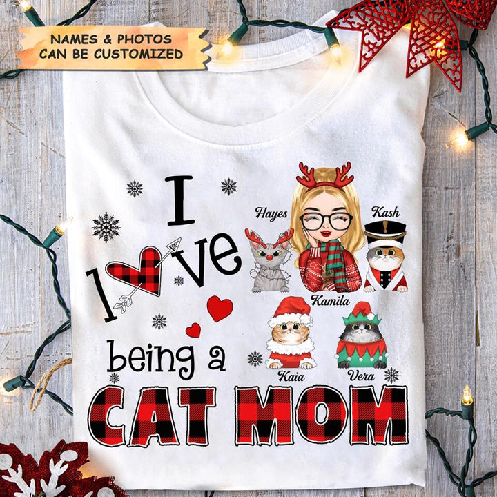 Personalized T-shirt - Gift For Cat Lover - I Love Being A Cat Mom ARND005