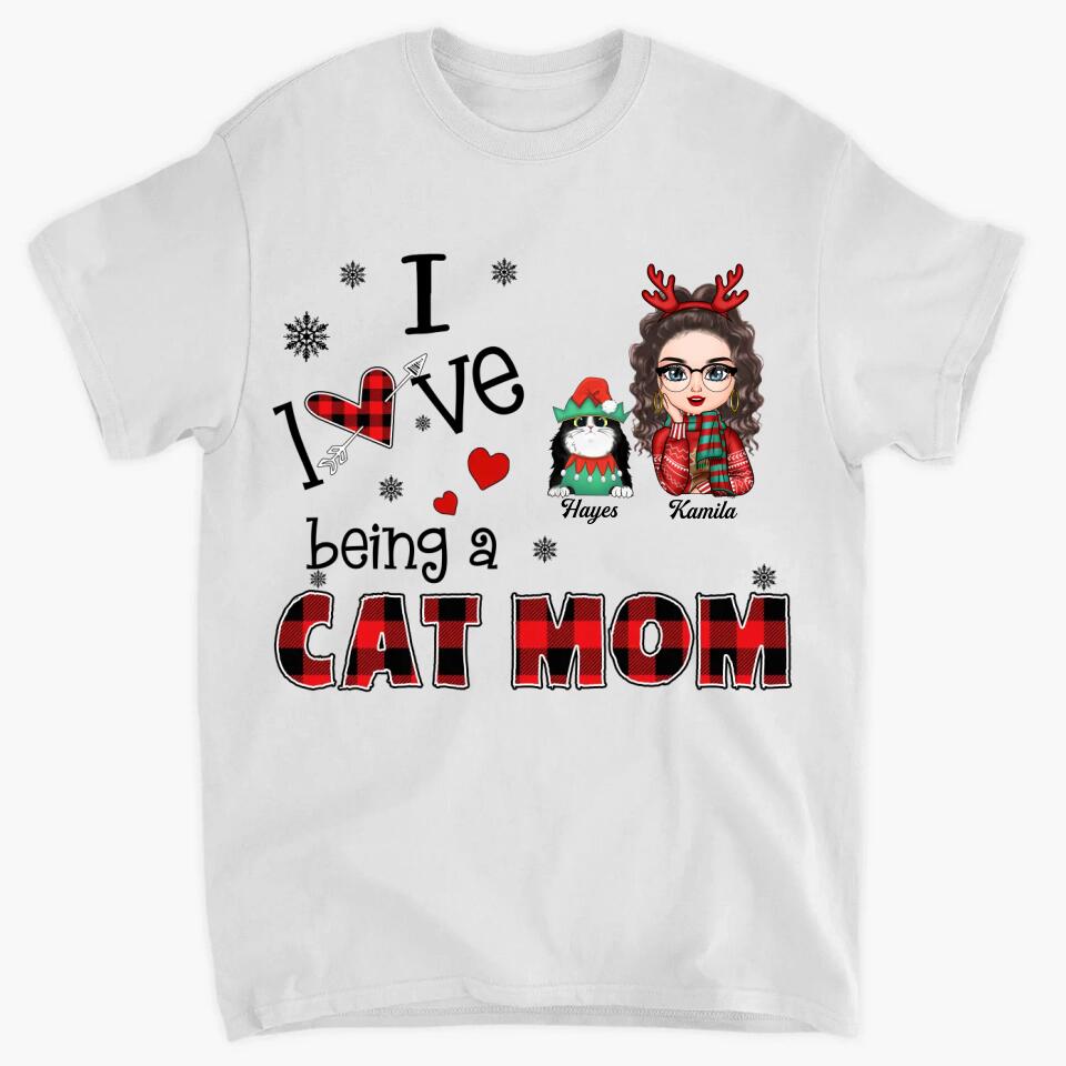 Personalized T-shirt - Gift For Cat Lover - I Love Being A Cat Mom ARND005