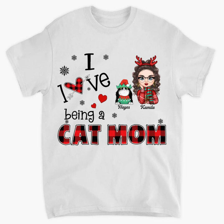 Personalized T-shirt - Gift For Cat Lover - I Love Being A Cat Mom ARND005