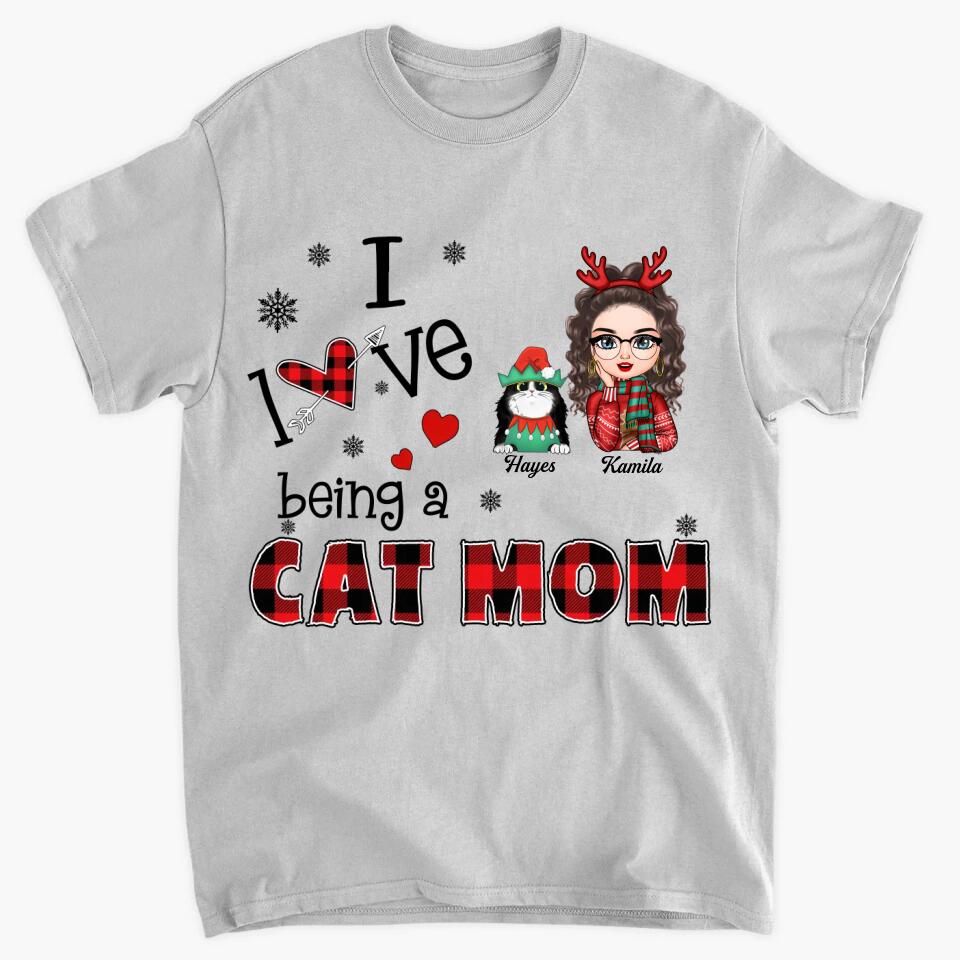 Personalized T-shirt - Gift For Cat Lover - I Love Being A Cat Mom ARND005