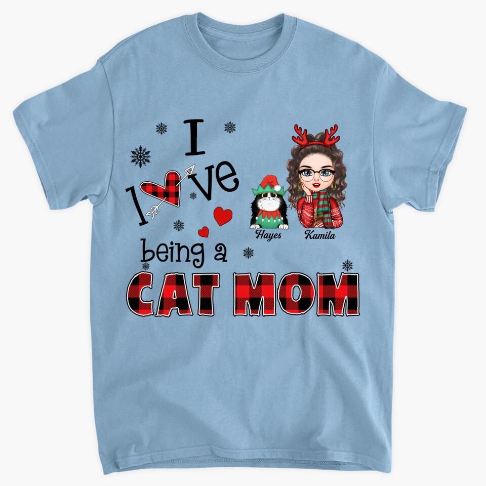 Personalized T-shirt - Gift For Cat Lover - I Love Being A Cat Mom ARND005