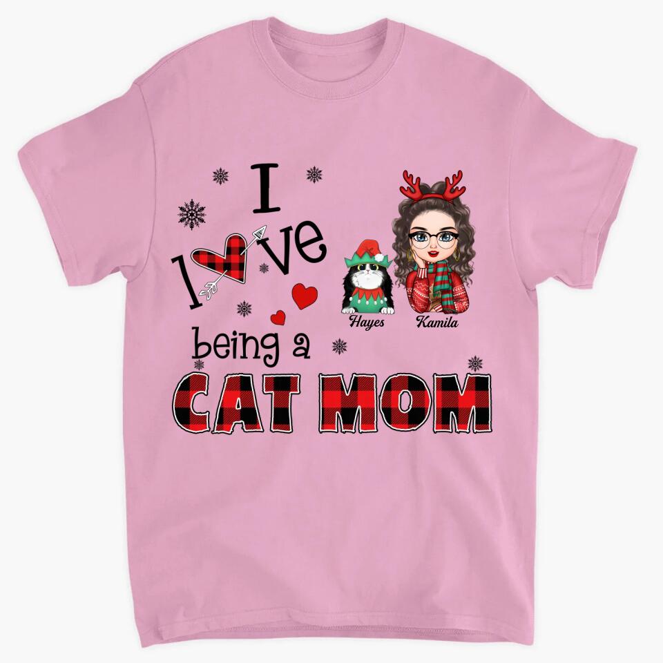 Personalized T-shirt - Gift For Cat Lover - I Love Being A Cat Mom ARND005