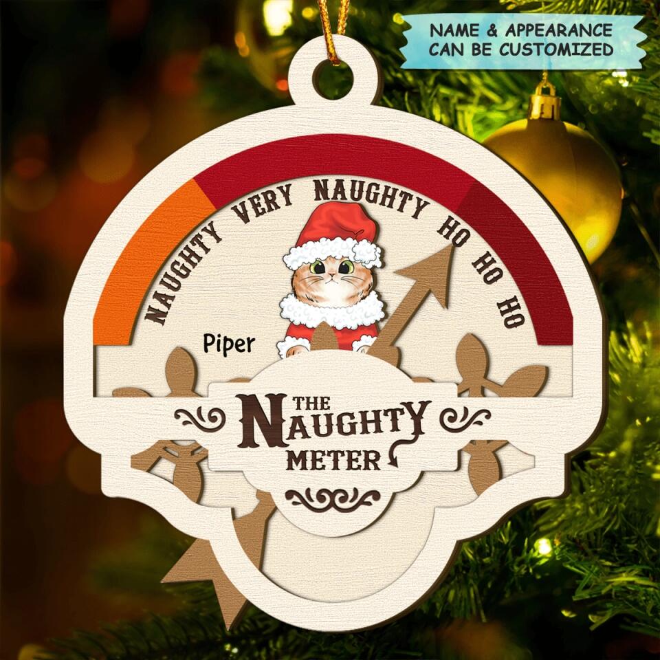 Personalized Layer Wood Ornament - Gift For Pet Lover - The Naughty Meter ARND0014